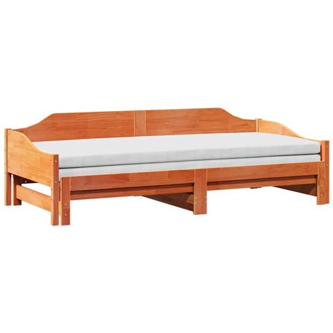 Divano Con Letto Estraibile Marrone Cera 80x200cm Massello Pino - Foto 3