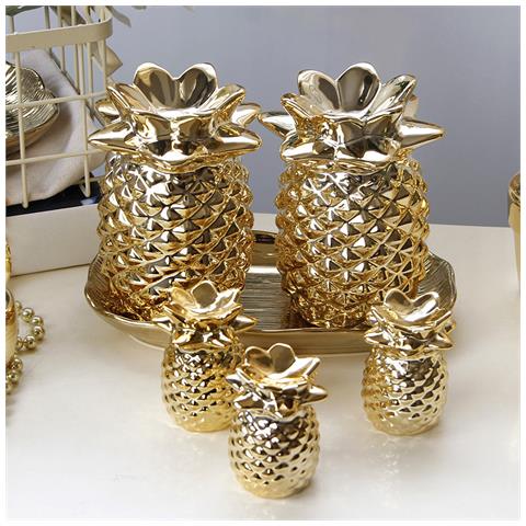 Figura Decorativa In Porcellana Piccola Ananas Dorato - Foto 2