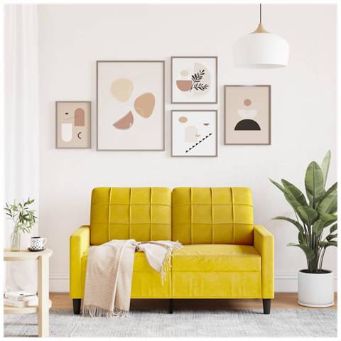 Lusso Casadino -  Divano A 2 Posti Giallo 120 Cm In Velluto - Foto 2