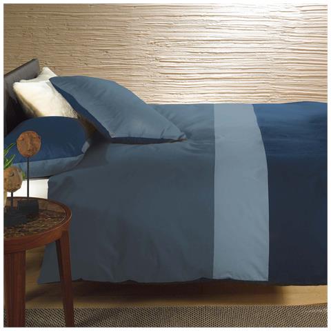 Completo Copripiumino City In Cotone Colore Blu Misura Matrimoniale - Foto 1
