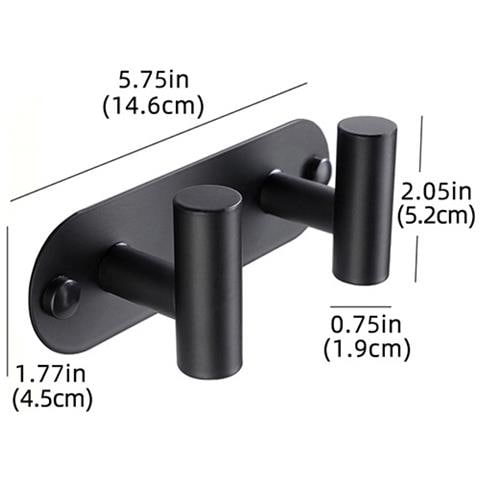 Doppio Gancio Per Accappatoio, Gancio Per Bagno In Acciaio Inox, Gancio Per Asciugamani Da Parete Black - Foto 5