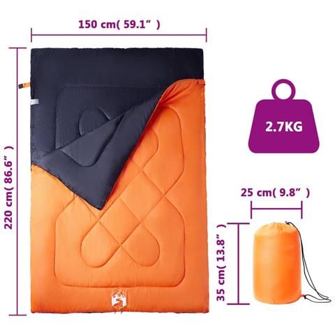 Sacco Pelo Doppio Campeggio con Cuscini per Adulti 3-4 Stagioni - Foto 5