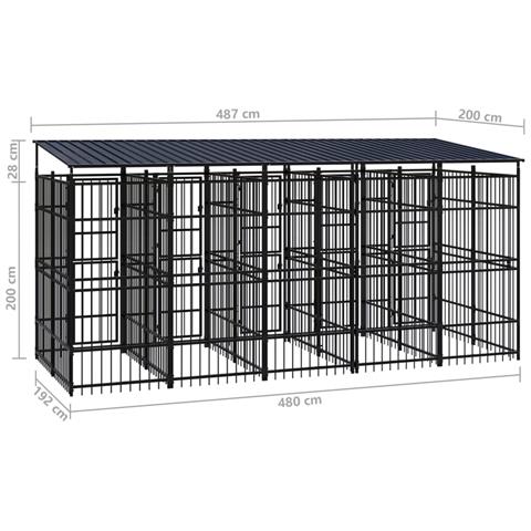 Gabbia per Cani da Esterno con Tetto in Acciaio 9,22 m² - Foto 8