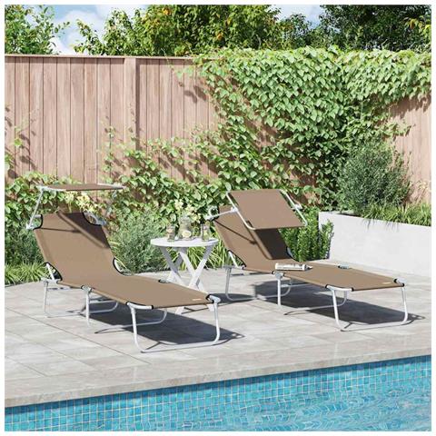 Lettini prendisole 2 pz con tenda Tortora 600D Tessuto Oxford - Foto 2