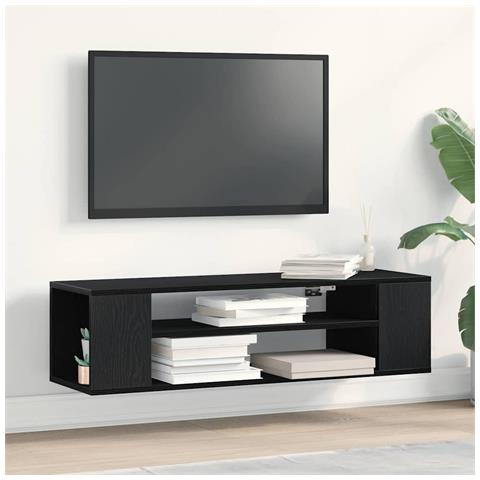 Mobile TV da parete  Nero Rovere 100x30x26,5 cm in legno ingegnerizzato - Foto 2