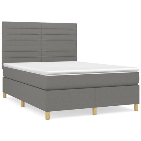 Giroletto a Molle con Materasso Grigio Scuro 140x200cm Tessuto - Foto 1