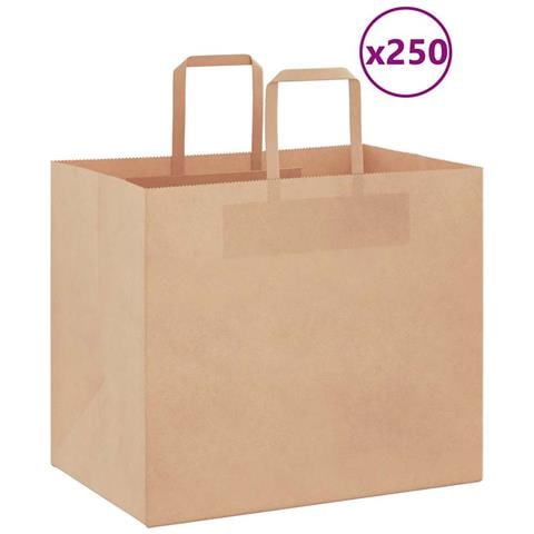 Sacchetti di Carta 250 pz con Manici Marrone 32x22x28 cm - Foto 1