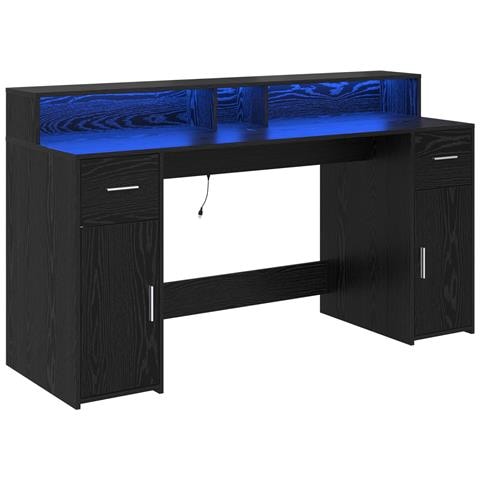 Scrivania Rovere Nero 160x55x91 cm Legno ingegnerizzato - Foto 1