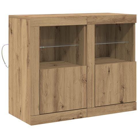 Armadi Laterali con Luci LED 2 pz Rovere Artigianale 41x37x67 cm - Foto 1
