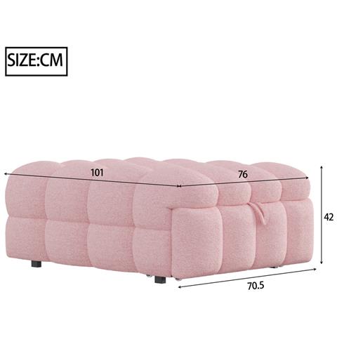 Letto Imbottito, Poggiapiedi 2 In 1, Divano Letto A Scomparsa, Letto Singolo, Letto A Soppalco, Tessuto Orsetto, Rosa - Foto 2