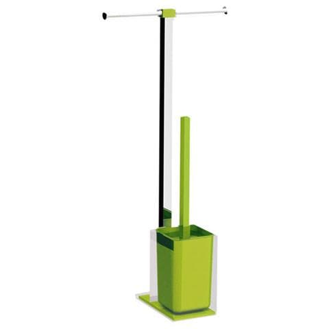 Colonnina Portarotolo E Scopino Wc Acciaio Inox E Resine Termoplastiche Serie Rainbow Ra32 Verde Acido Trasparente - Foto 2