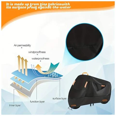 Coprimoto Impermeabile - Poliestere 190t, Rivestimento Argentato, Protezione Pioggia E Polvere  Xl - Foto 2