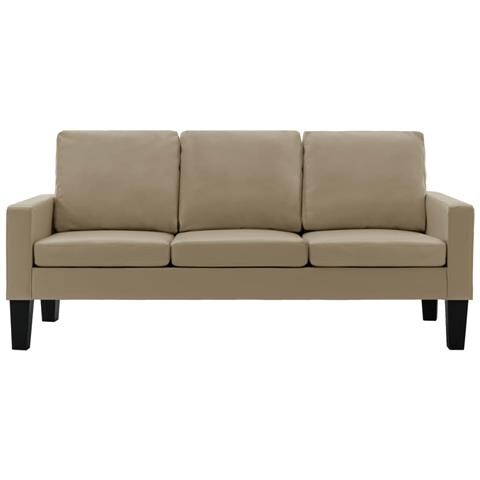 Divano A 3 Posti Cappuccino In Similpelle - Foto 2