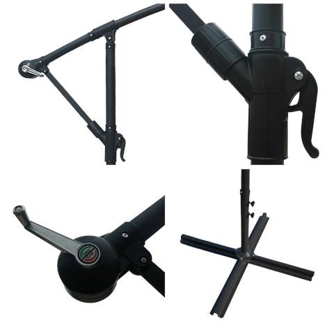 Oahu Ombrellone Rotondo Diametro 3,50m Nero + Copertura - Foto 2