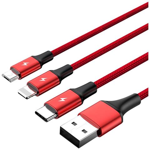 C4049RD cavo USB 1,2 m USB A USB C /Micro-USB B /Lightning Rosso - Foto 1