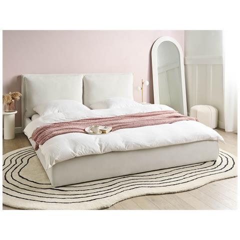 Letto Ad Acqua Velluto Bajonna 180 X 200 Cm Bianco Sporco - Foto 1
