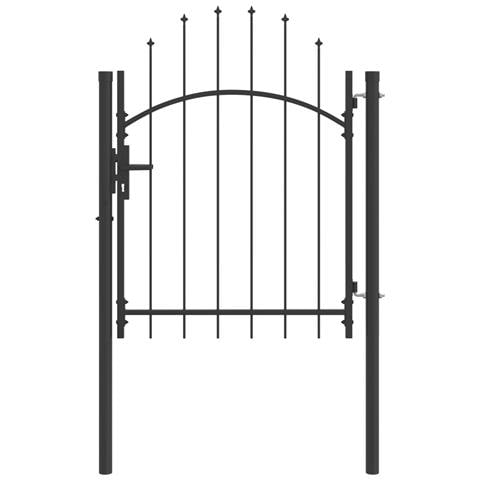 Cancello da giardino con blocco Grigio 100 x 150 cm Acciaio - Foto 1