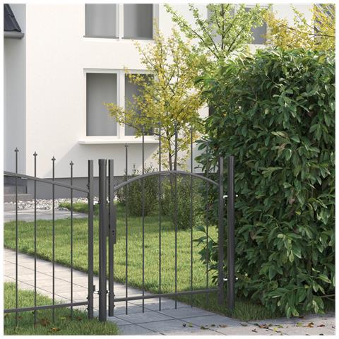 Cancello da giardino con blocco Grigio 100 x 150 cm Acciaio - Foto 2