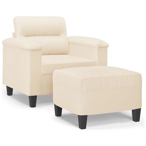 Poltrona con Poggiapiedi Beige 60 cm in Tessuto Microfibra - Foto 1