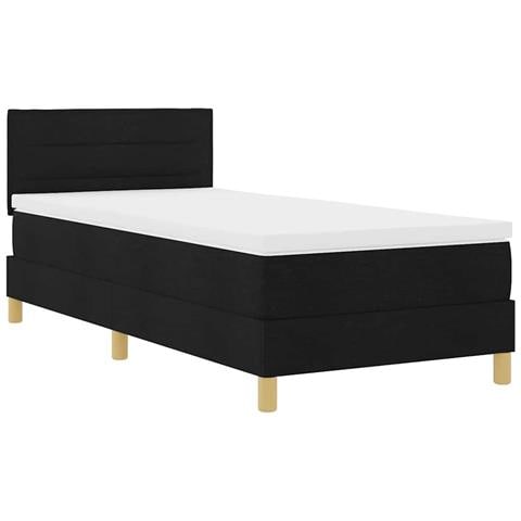 Letto a molle con materasso Nero 100 x 200 cm Tessuto - Foto 1