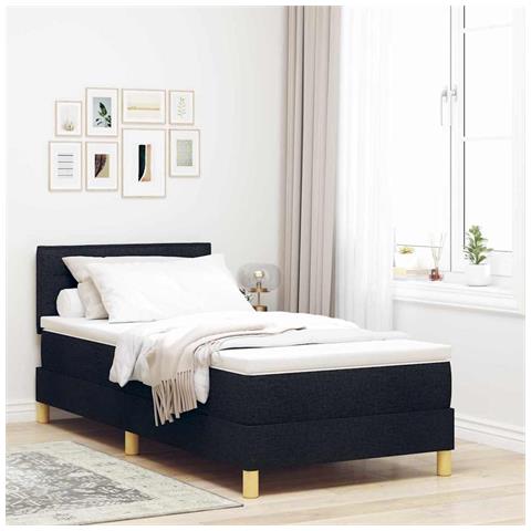Letto a molle con materasso Nero 100 x 200 cm Tessuto - Foto 2