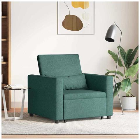 Divano Letto Singolo Verde scuro 90 x 165 x 87 cm Tessuto - Foto 2