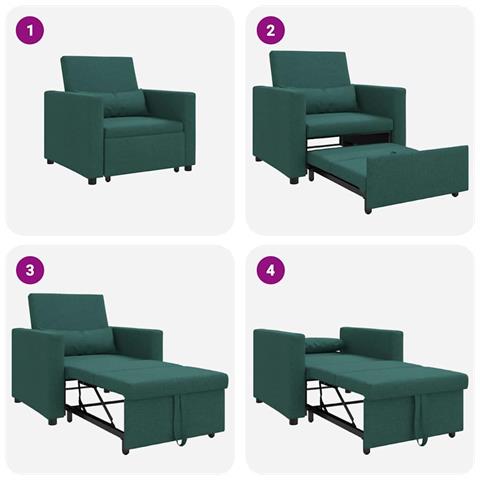 Divano Letto Singolo Verde scuro 90 x 165 x 87 cm Tessuto - Foto 9