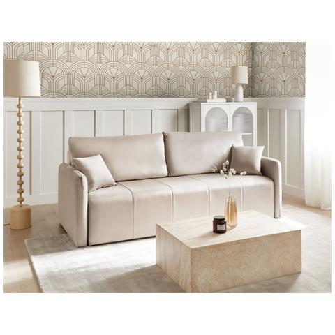 Divano Letto 3 Posti Egge Velluto Tortora - Foto 1