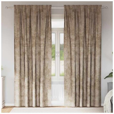 Tenda con tende 2 pcs Champagne 225 x 140 cm Velluto - Foto 2