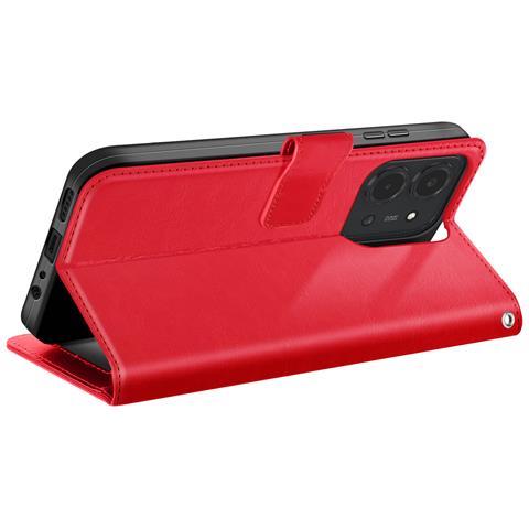 Custodia A Portafoglio Per Xiaomi Redmi 15c Con Cinturino Da Polso E Funzione Stand, Rosso - Foto 5