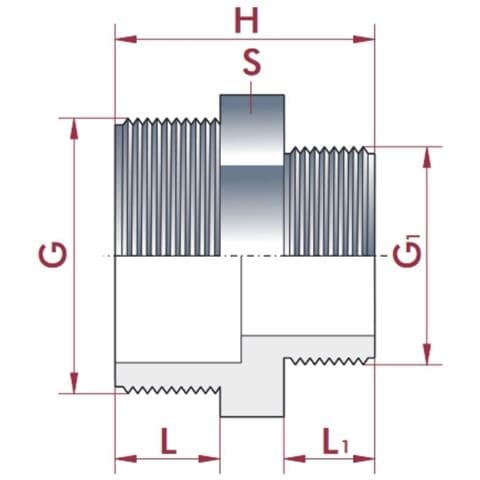Raccordo Pvc Riduzione 1 1/2 X 1 Nipplo Doppia Filettatura In Pvc-u - Foto 2