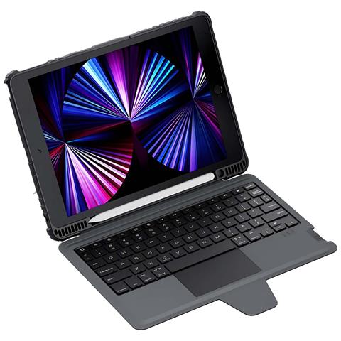 Custodia Con Tastiera E Paraurti Per Ipad 10.2"" 2019 / 2020 / 2021 Antiurto, Nero - Foto 2