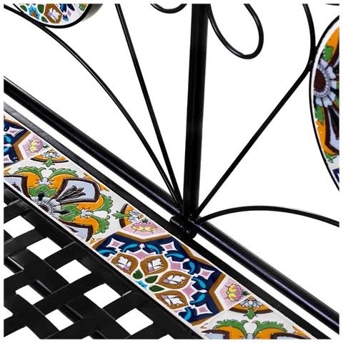 Panca In Mosaico Nero E Ferro Battuto 110x50x88h Cm - Foto 8