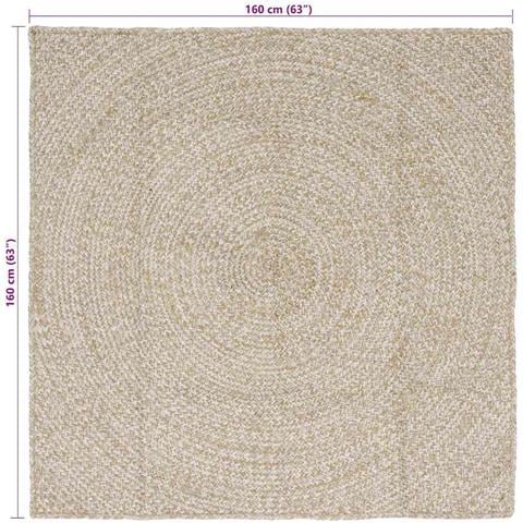 Tappeti per area Quadrato Naturale e Bianco 160 x 160 cm Juta - Foto 8