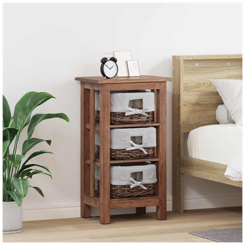 Tavolo laterale Marrone Legno massello di mogano - Foto 2