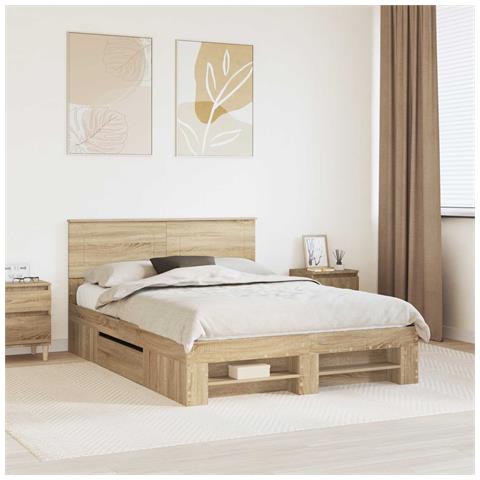 Struttura del letto con testiera Rovere Sonoma 140 x 200 cm - Foto 2