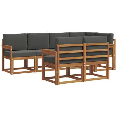 Set di divani da esterno con cuscino 7 pcs Naturale e Antracite - Foto 1
