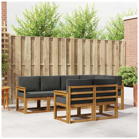 Set di divani da esterno con cuscino 7 pcs Naturale e Antracite - Foto 2