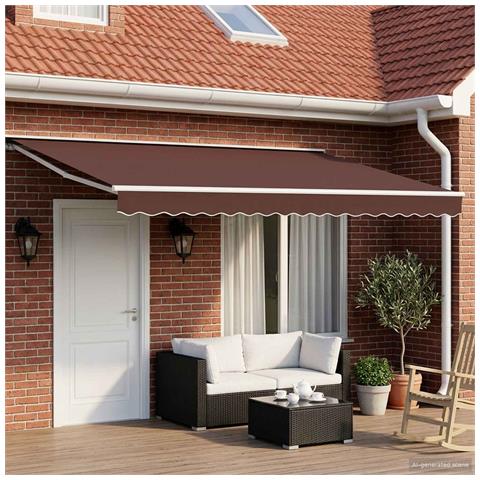 Cornice per Tenda Manuale con LED Marrone e bianco 5 x 3 m - Foto 2