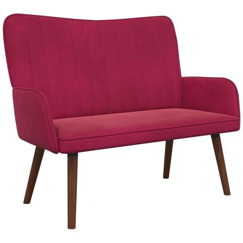 Sofa a Due Posti Rosso vino 115 x 61 x 87 cm Velluto - Foto 1