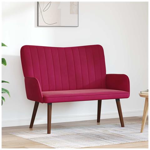 Sofa a Due Posti Rosso vino 115 x 61 x 87 cm Velluto - Foto 2