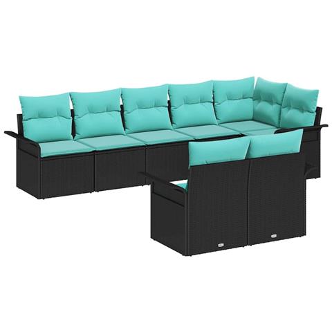 Set Divano da Giardino con archiviazione 8 pcs Nero polyrattan - Foto 1