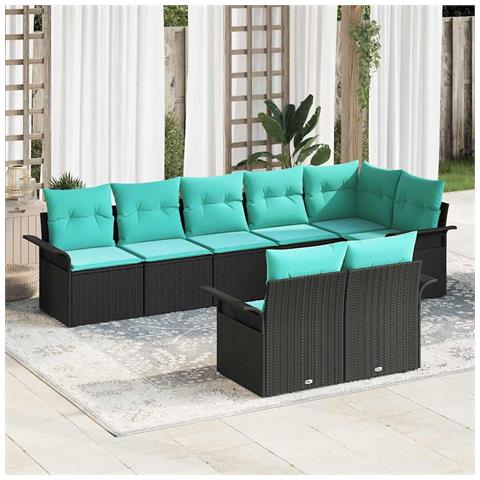 Set Divano da Giardino con archiviazione 8 pcs Nero polyrattan - Foto 2