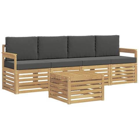 Set di divani da esterno 5 pcs Bianco e Antracite Poliestere - Foto 1