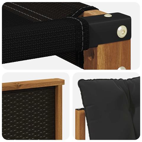 Set di divani da esterno con cuscino 6 pcs Naturale e Nero - Foto 9