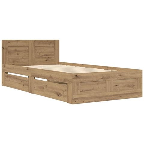Struttura del letto con cassetto 2 pz Rovere Artigianale - Foto 2