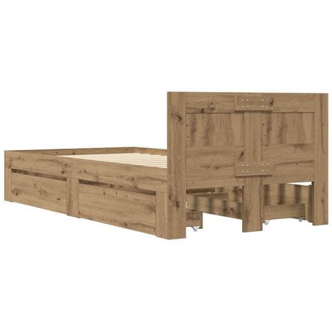 Struttura del letto con cassetto 2 pz Rovere Artigianale - Foto 10