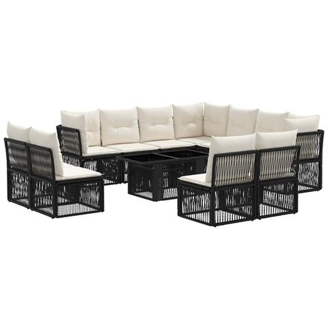 Set Divano da Giardino 12 pz Nero polyrattan - Foto 1