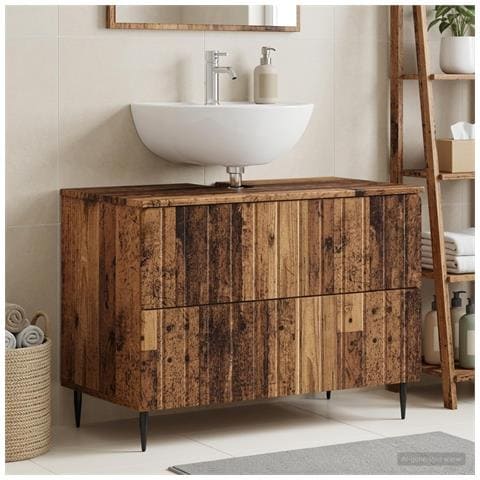 Armadio per Lavabo da Bagno ZWOLLE Legno antico - Foto 2