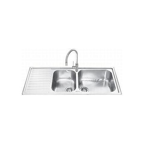 LG116S Serie Alba Lavello da incasso in Acciaio Inox Satinato con 1 Vasca e 1 Vaschino Dimensioni 116 x 50 cm - Foto 1